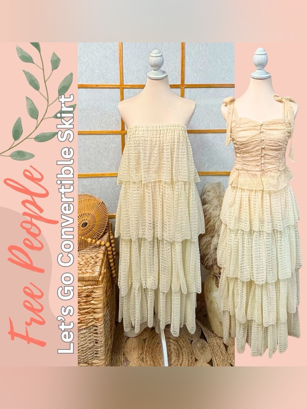 Free People Let’s Go Convertible Maxi Skirt Medium NWT